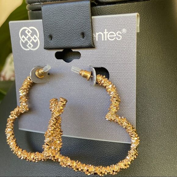 Gold Heart Hoop Daisy Fuentes Fashion Earrings $16ea / 3 for $25 - Picture 6 of 9